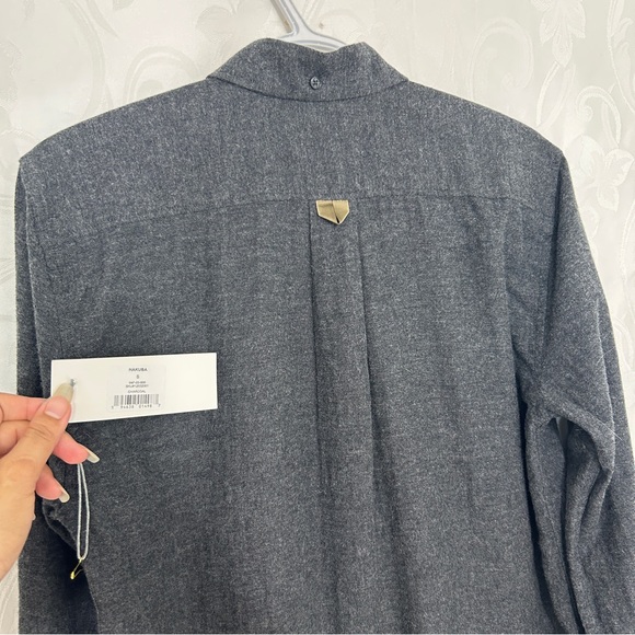 NWT Five Four Hakuba Charcoal Long Sleeve Flannel Button Down Collared Shirt - Picture 4 of 11